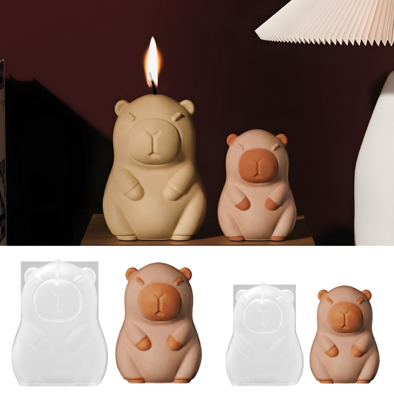 Candle Making Tutorial - Capybara พุดดิ้งเบเกอรี่แม่พิมพ์ซิลิโคน DIY สัตว์รูปร่าง AROMA เทียนตกแต่งบ้านพลาสเตอร์เรซินแม่พิมพ์สร้างสรรค์