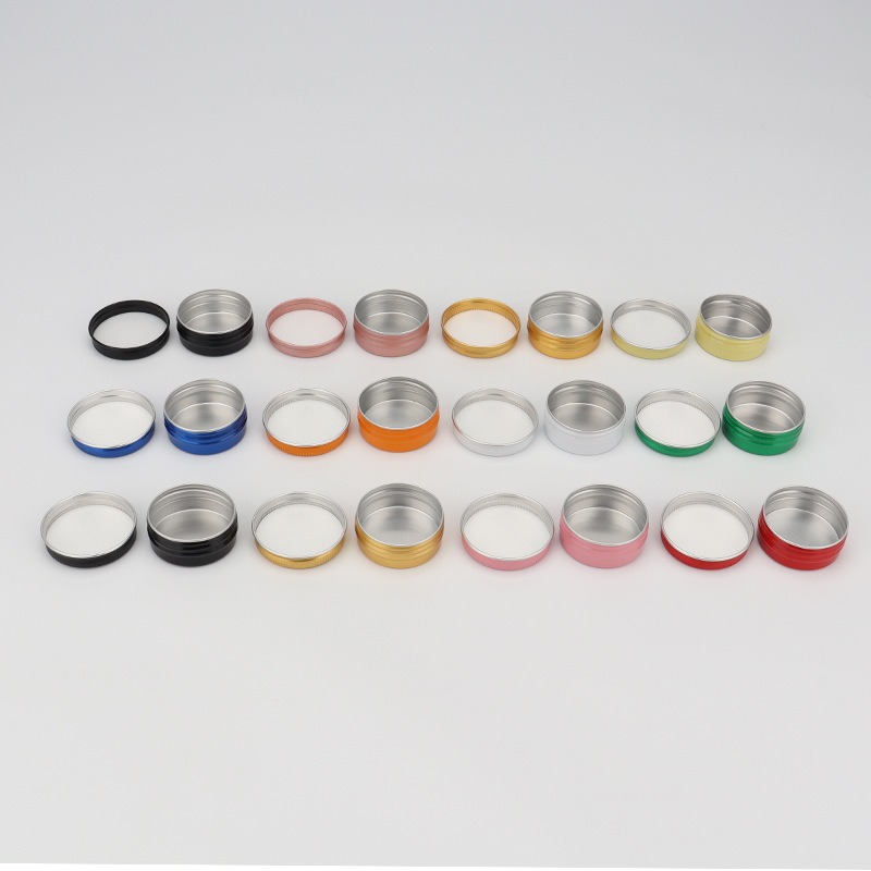 Tin Container Lid - กระป๋องอลูมิเนียมสำหรับเครื่องสำอางขนาด 5 มล.-250 มล. กล่องอลูมิเนียมสีเงิน กระป๋องอลูมิเนียมทรงกลมแบบฝาเกลียวสำหรับใส่เทียนและเครื่องเทศ