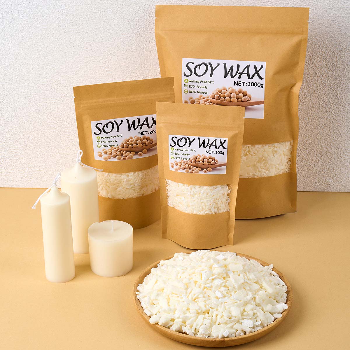 Candle Making Kits - 1 ปอนด์ขี้ผึ้งถั่วเหลืองสีขาวบริสุทธิ์สําหรับ DIY เทียนทําด้วยมือหัตถกรรม 100% สารเติมแต่งฟรีเทียนหอมวัตถุดิบทําชุดอุปกรณ์