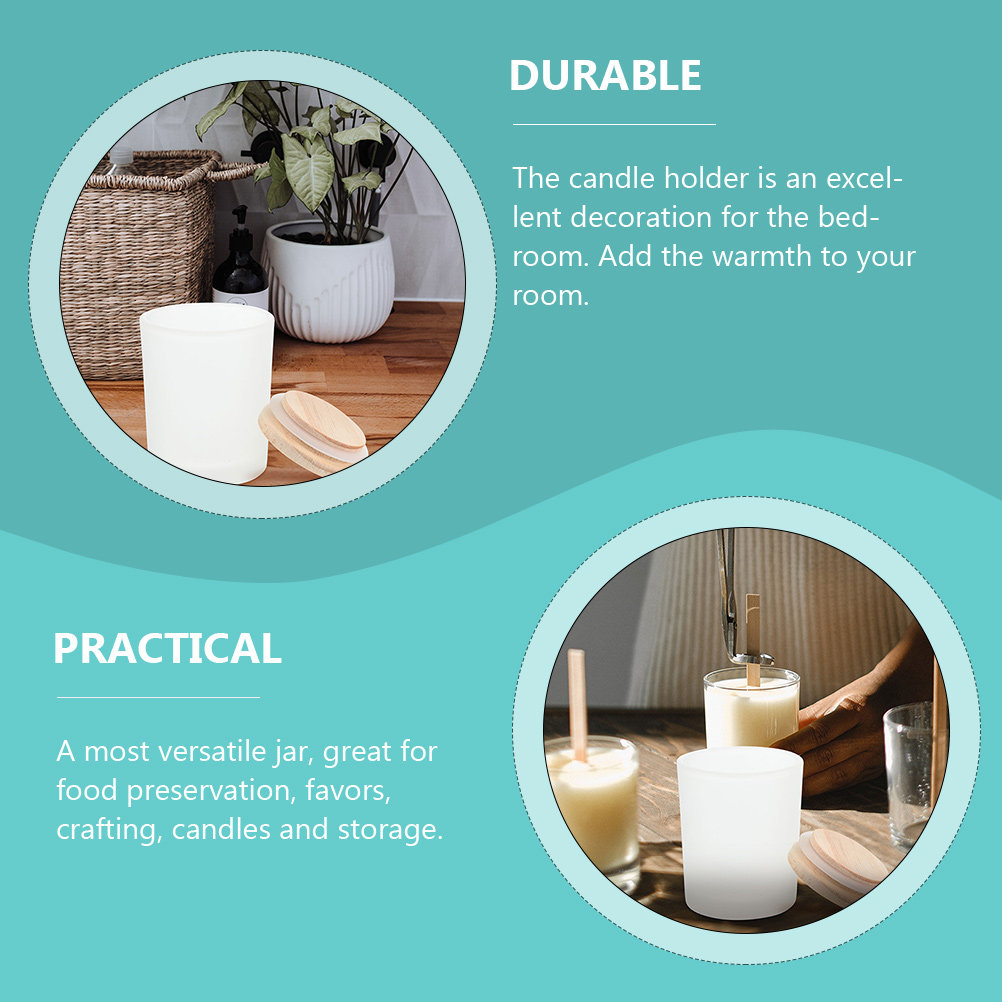 Candle Making Jars With Lids - โหลแก้วเปล่า ภาชนะแก้วพร้อมฝาไม้ ถ้วย DIY สำหรับทำเทียนหอม ตกแต่งบ้าน