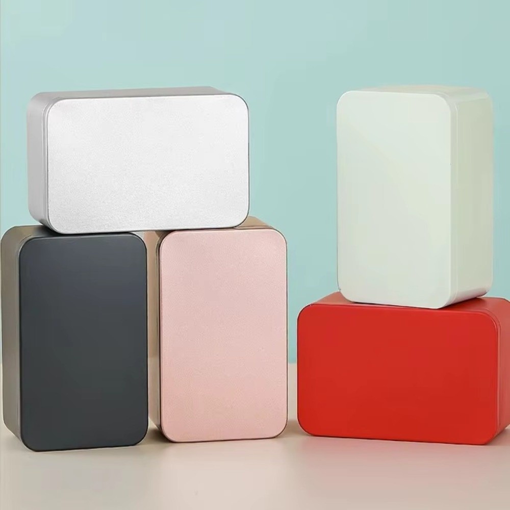 กล่องเหล็กสีพื้นใหม่พร้อมฝาปิด - Tin Container Lid บทวิจารณ์และราคา
